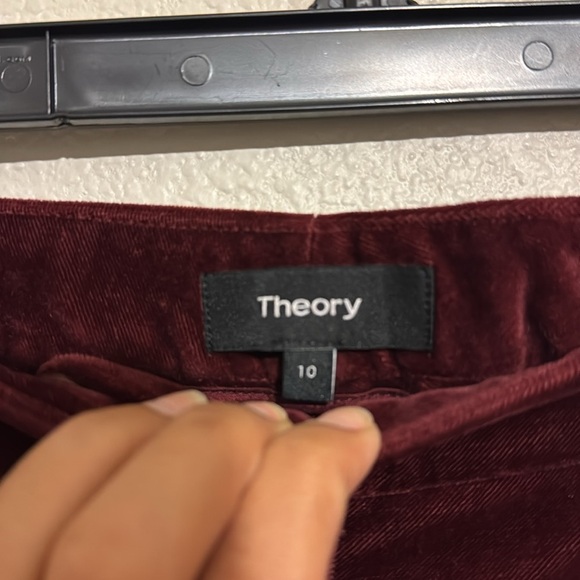 Theory Caroleena Velvet Pants Burgundy Velvet Wide Leg Pants - Picture 6 of 9